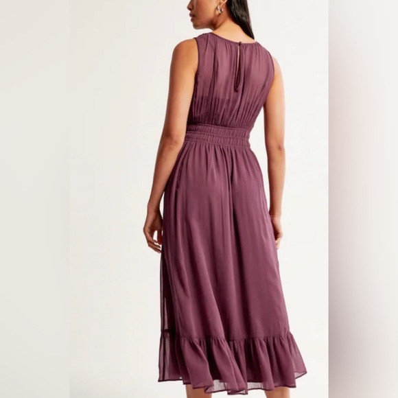 NWT Abercrombie & Fitch Chiffon Easy High-Neck Midi Dress with ruffled hem - Picture 2 of 16